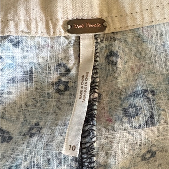 Free People Maui Paisley Wide Leg Crop Patch Pocket Cotton Pants Size 10 - Picture 10 of 11